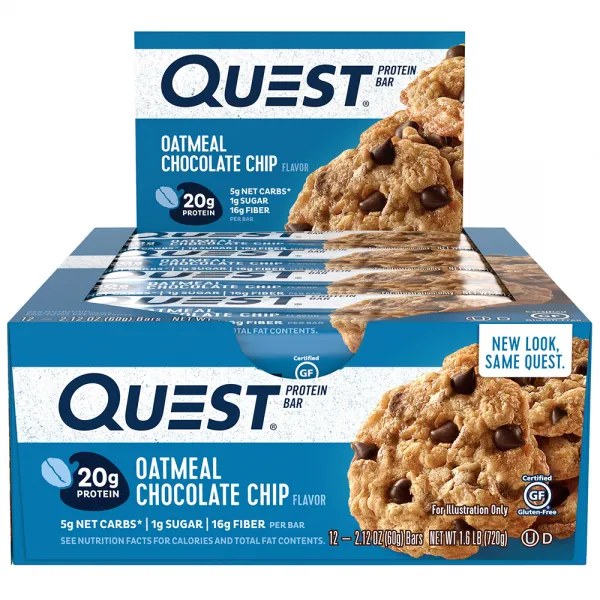 [쿠팡수입] 퀘스트뉴트리션 프로틴 바, 60g, 12개입, 오트밀 초콜릿 칩(Oatmeal Chocolate Chip)