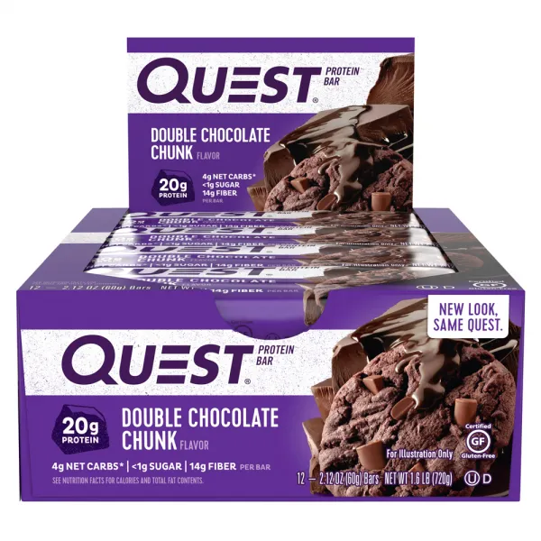 [쿠팡 직수입] 퀘스트뉴트리션 프로틴 바, 60g, 12개입, 더블 초콜릿 청크(Double Chocolate Chunk)