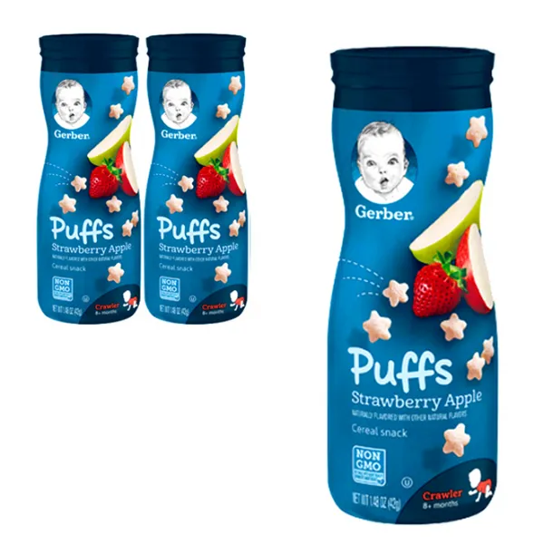 거버 퍼프 8개월부터 42g, 딸기 + 사과 혼합맛, 3개입