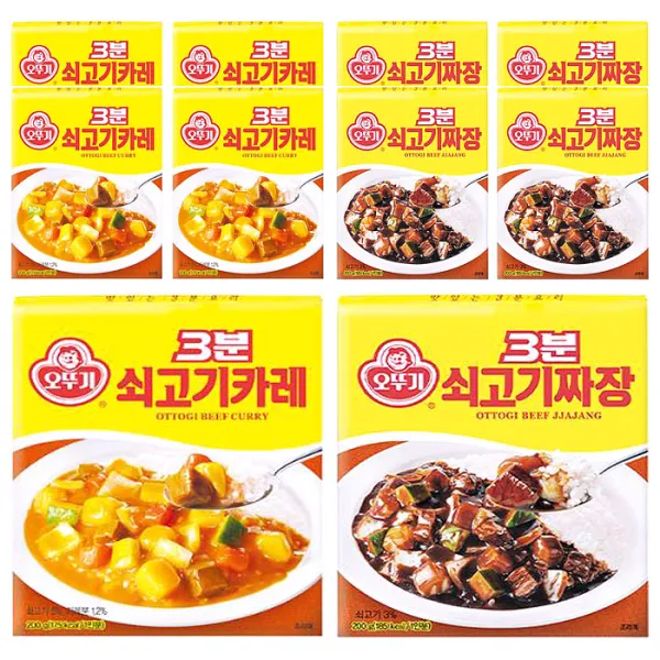 오뚜기 3분 쇠고기카레 200g x 5p + 쇠고기짜장 200g x 5p, 1세트