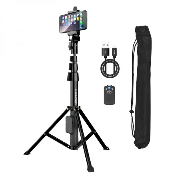 셀루미 INTO 하이엔드 2in1 블루투스 삼각대 셀카봉 130cm 블랙 + 리모컨, VCT-188(삼각대 셀카봉), INTO-YT1688(리모컨)