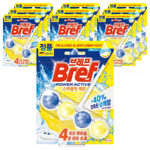 브레프 파워액티브 변기세정제 레몬향, 50g, 10개
