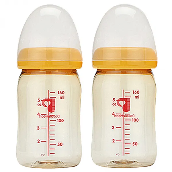 더블하트 소프트터치 모유실감 PPSU 노꼭지 젖병 트윈팩, 노꼭지(160ml), 오렌지