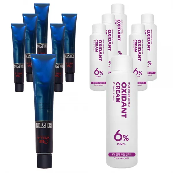 웰라 뉴콜레스톤 퍼펙트 퓨어컬러 염색제 80g + 산화제 100ml 바이올렛 8/6 6세트