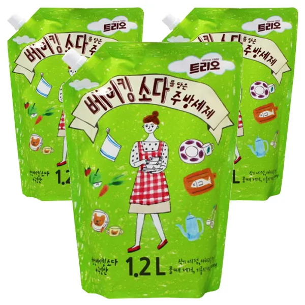 트리오 베이킹소다 주방세제, 1.2L, 3개입, 1.2L