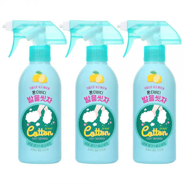 온더바디 발을씻자 코튼 풋샴푸 프레쉬레몬민트향, 385ml, 3개