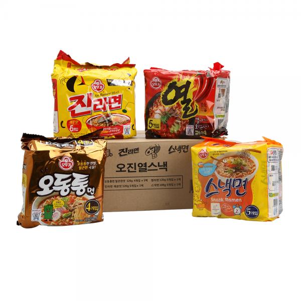 오뚜기 진라면 매운맛 5p + 오동통면 얼큰한맛 4p + 스낵면 5p + 열라면 5p 1세트