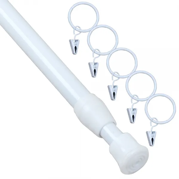 13 mm 스프링 압축봉 4호 70~120 cm + 집게링 5p 세트, 화이트