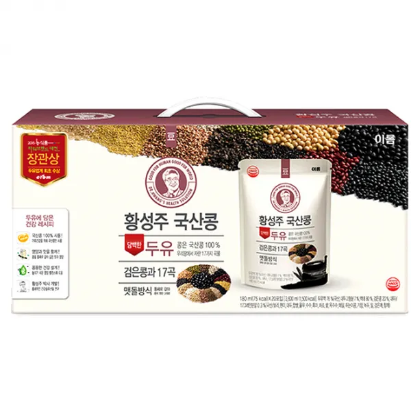 이롬 황성주 국산콩 담백한 두유 검은콩과 17곡, 180ml, 20개입