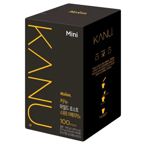 카누 미니 마일드 로스트 스위트 아메리카노 원두커피믹스, 2.9g, 100개입