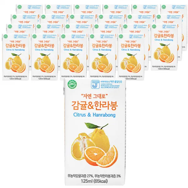 자담 자연그대로 감귤 앤 한라봉 주스, 125ml, 24개