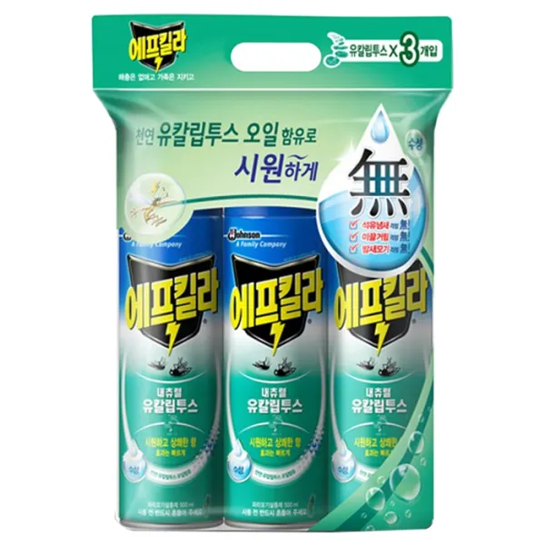 에프킬라 에어로졸 내츄럴 유칼립투스, 500ml, 3개입