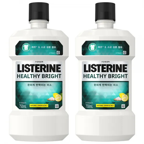 리스테린 헬씨브라이트 구강세정제, 750ml, 2개