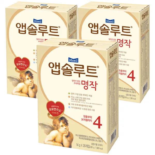 앱솔루트 엄마가 만든 프리미엄 명작 스틱분유 4단계, 20개입, 3박스