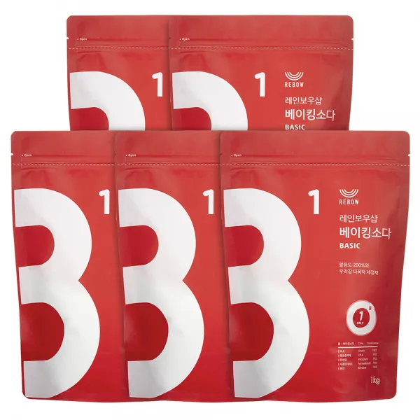 레인보우샵 베이킹소다 베이직, 1kg, 5개