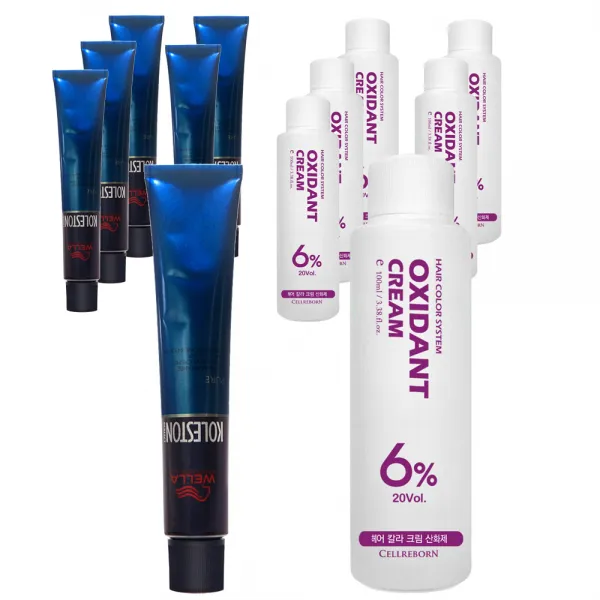 웰라 뉴콜레스톤 퍼펙트 퓨어컬러 염색제 80g + 산화제 100ml 로즈 6/5 6세트