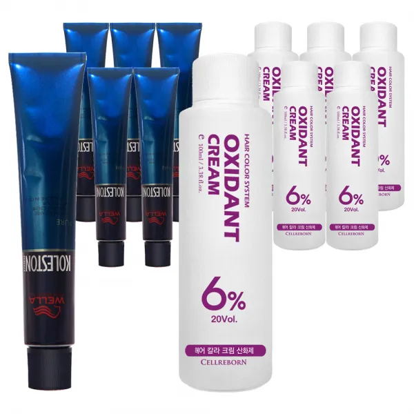 웰라 뉴콜레스톤 퍼펙트 퓨어컬러 염색제 80g + 산화제 100ml 오렌지베이지 10/34 6세트