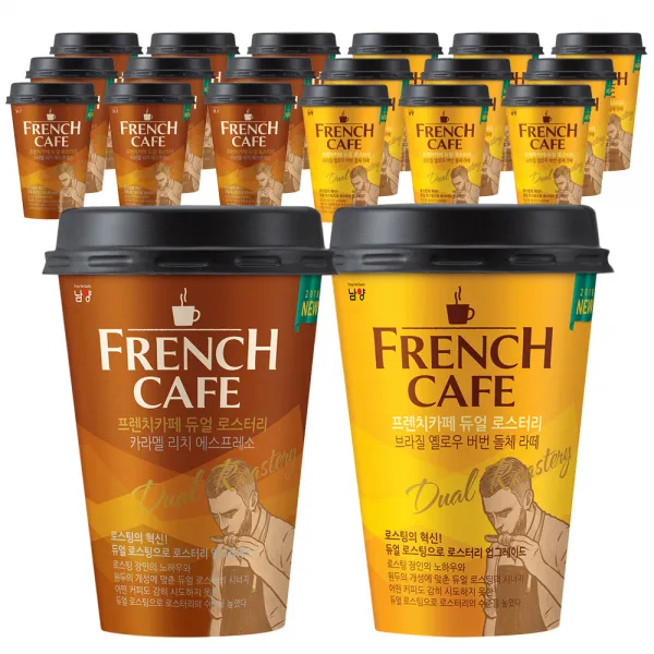프렌치카페 듀얼 로스터리 카라멜 리치 에스프레소 250 ml 10p + 브라질 옐로우 버번 돌체 라떼 250 ml 10p, 2종, 1세트