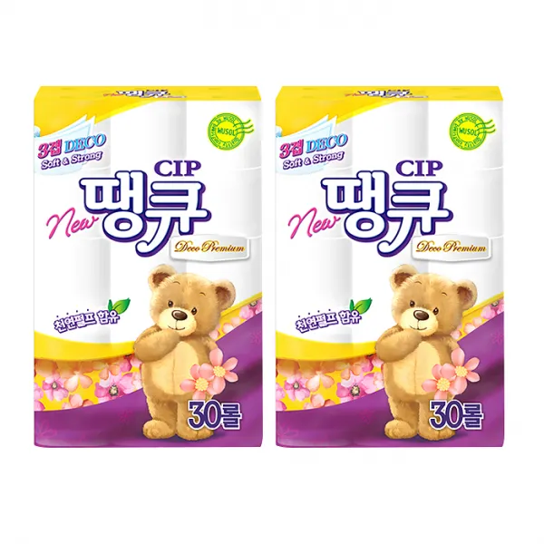 땡큐 데코프리미엄 천연펄프 3겹 롤화장지 18m 30롤 2개