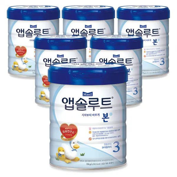 앱솔루트 시작부터 바르게 본 분유 3단계, 750g, 6개
