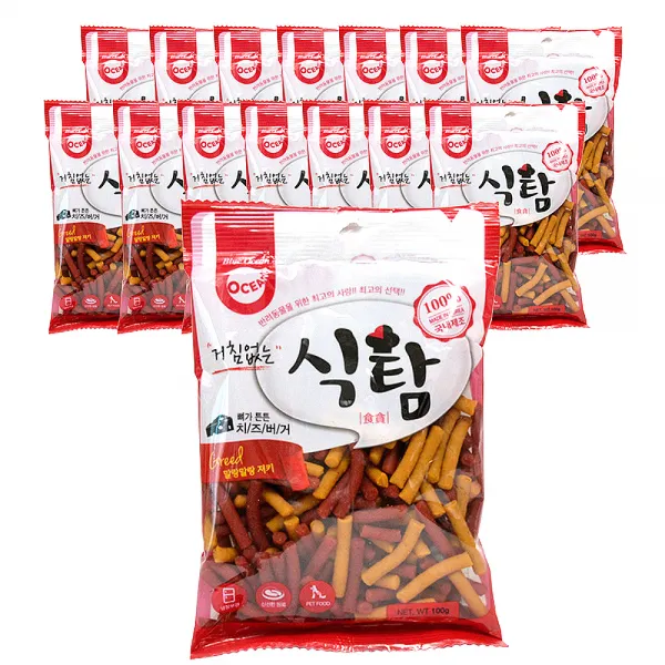 오션 거침없는 식탐 스틱형 강아지 간식 져키, 치즈버거, 15개