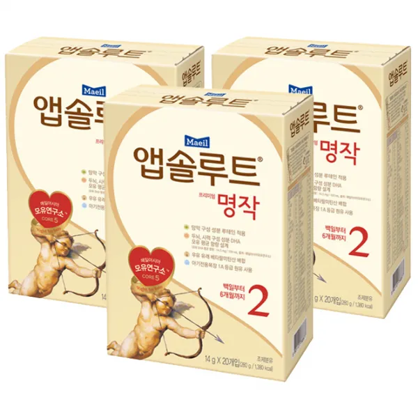 앱솔루트 프리미엄 명작 스틱분유 2단계, 20개입, 3개