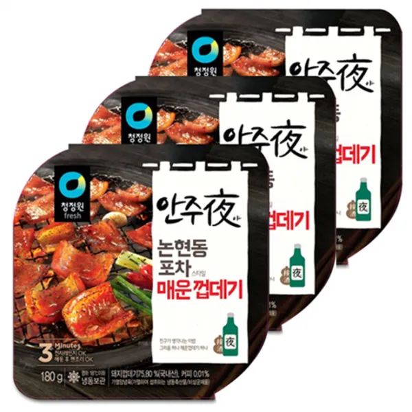청정원 안주야 논현동 포차스타일 매운껍데기 (냉동), 180g, 3개