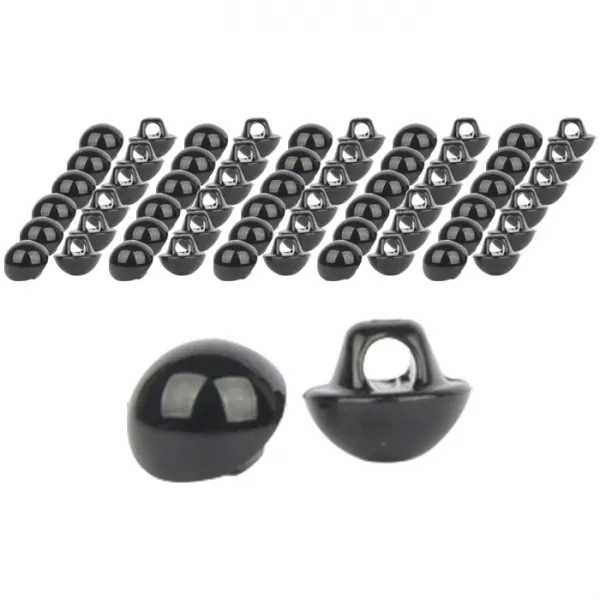 고급 인형 눈알 단추형 6mm, 검정, 100개