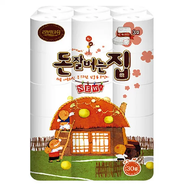 리빙티슈 3겹 돈잘버는집 롤화장지 30m 30롤 1개