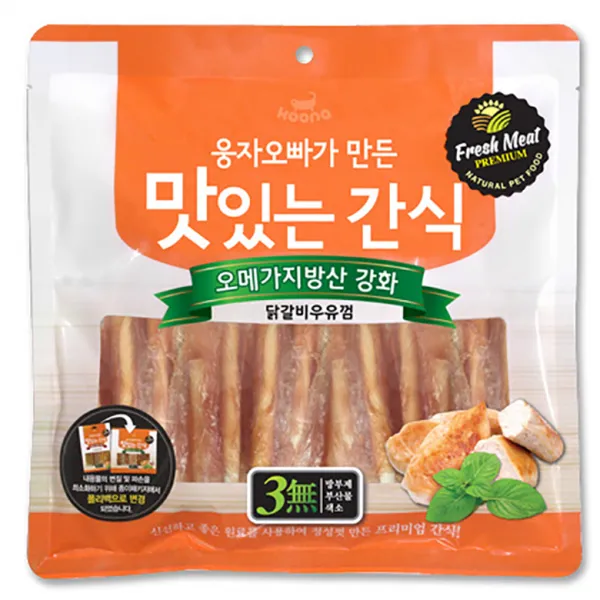 쿠나이엔티 웅자오빠가 만든 맛있는 간식 닭갈비 우유껌 사사미혼합, 닭갈비우유껌, 1개