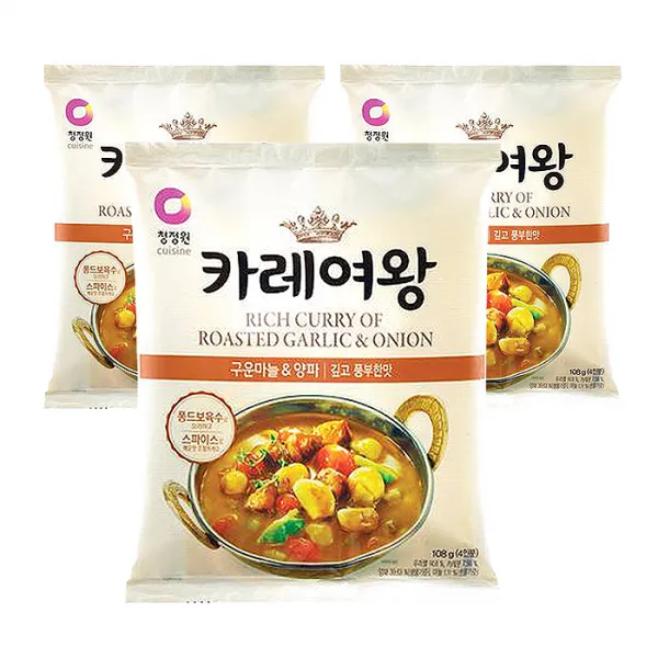 청정원 카레여왕 구운마늘&양파, 108g, 3개