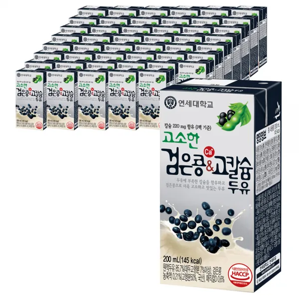 연세두유 고소한 검은콩 & 고칼슘 두유, 48개, 200ml