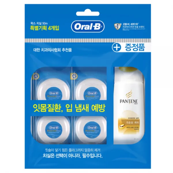 오랄비 왁스 치실 50m 4p + PANTENE 샴푸 90ml, 1세트