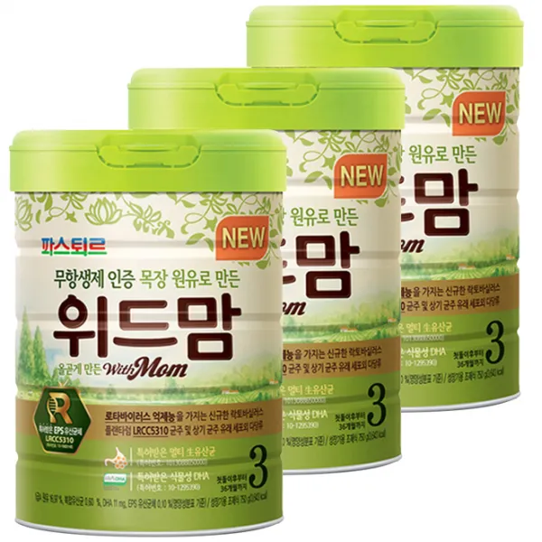 파스퇴르 무항생제 원유 위드맘 분유 3단계 New무항생위드맘3단계 3캔 3캔