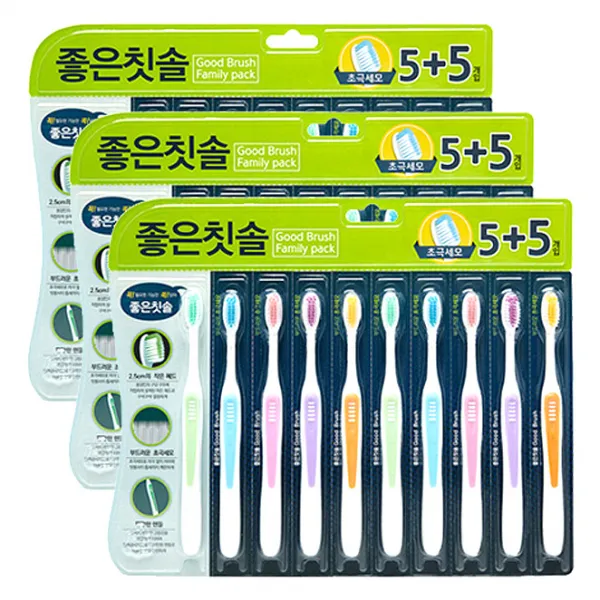 바른생활 좋은칫솔 초극세모, 10개입, 3개