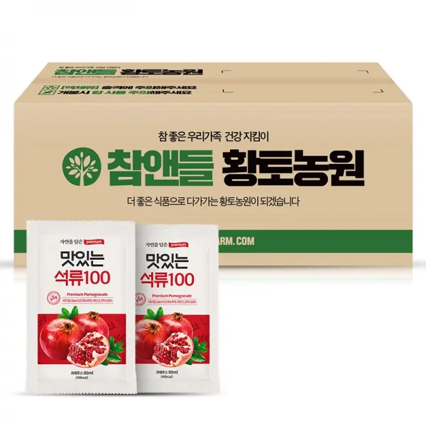 황토농원 맛있는 석류100 건강즙, 80ml, 100포