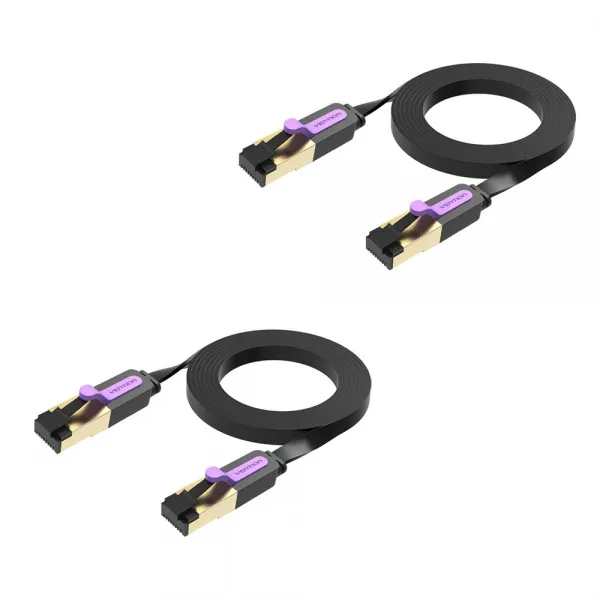 벤션 칼국수형 CAT.7 랜선 랜케이블 SSTP 10Gbps a.블랙 0.5m X 2개, 블랙, 2개입