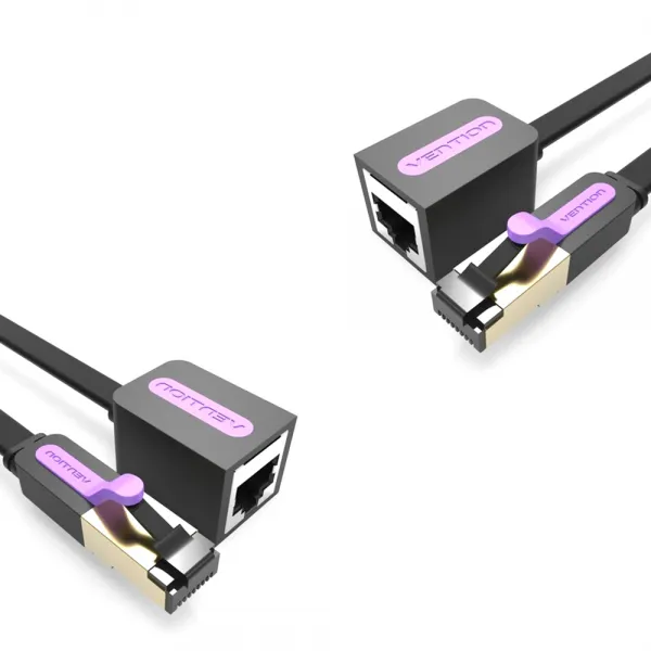 벤션 칼국수형 S-STP CAT.7 랜연 장케이블 10Gbps, a.블랙 0.5m, 2개입