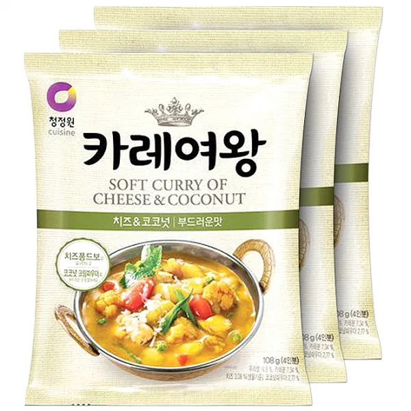 청정원 카레여왕 치즈 앤 코코넛, 108g, 3개