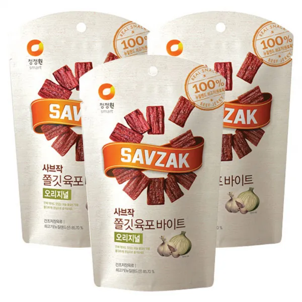 청정원 사브작 육포 바이트 오리지널, 30g, 3개입