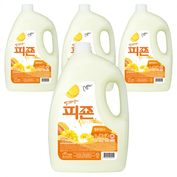 피죤 프리미엄 섬유유연제 옐로미모사 4210ml 4개