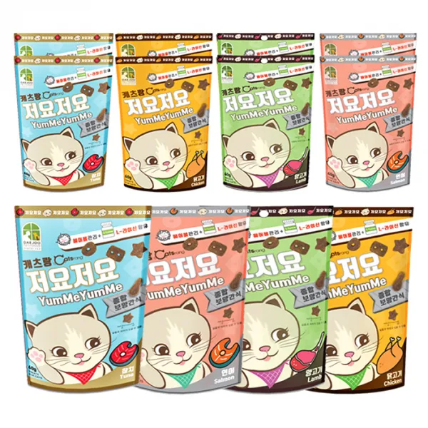 캐츠랑 저요저요 고양이 보양간식 4종 콤보 60g x 12p, 닭고기, 양고기, 연어, 참치, 1세트