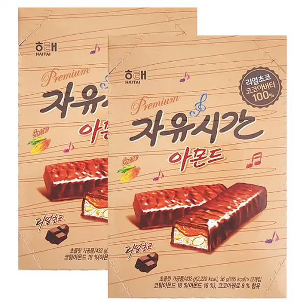 해태 자유시간 아몬드 초코바, 36g, 24개입