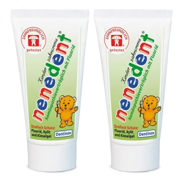 네네덴트 어린이불소치약 멘톨프리 사과향, 50ml, 2개입