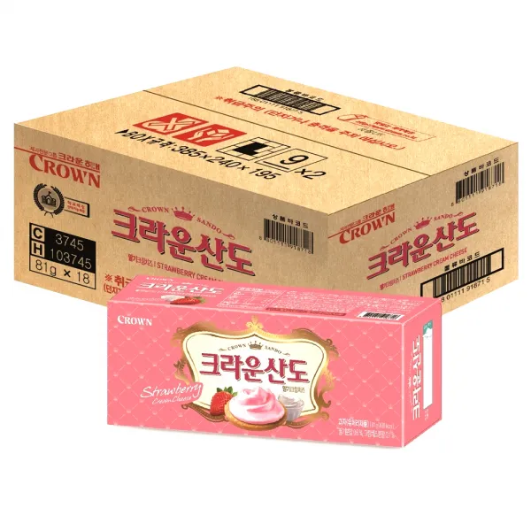 크라운 산도 딸기크림치즈, 81g, 18개입