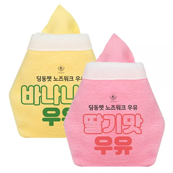 딩동펫 노즈워크 우유 2p 17 x 16 cm, 바나나맛, 딸기맛, 1세트