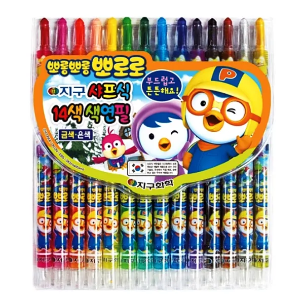 지구화학 뽀로로 샤프식 색연필 14색