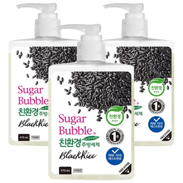 슈가버블 천연유래 흑미 주방세제, 500g, 3개