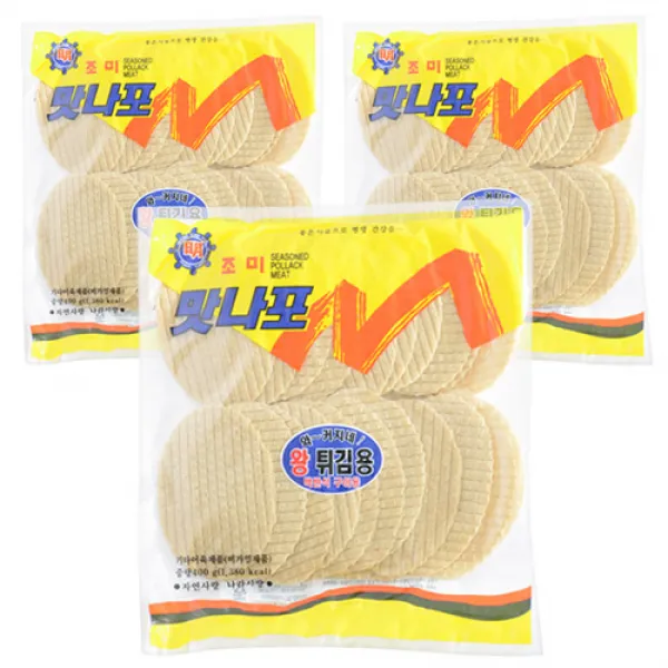 해맑은푸드 맛나포 튀김쥐포 400g 3개입