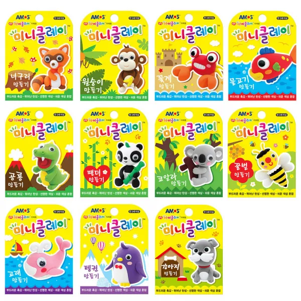 아모스 어린이집 생일 답례품 애니멀 미니클레이 2p, 랜덤 발송